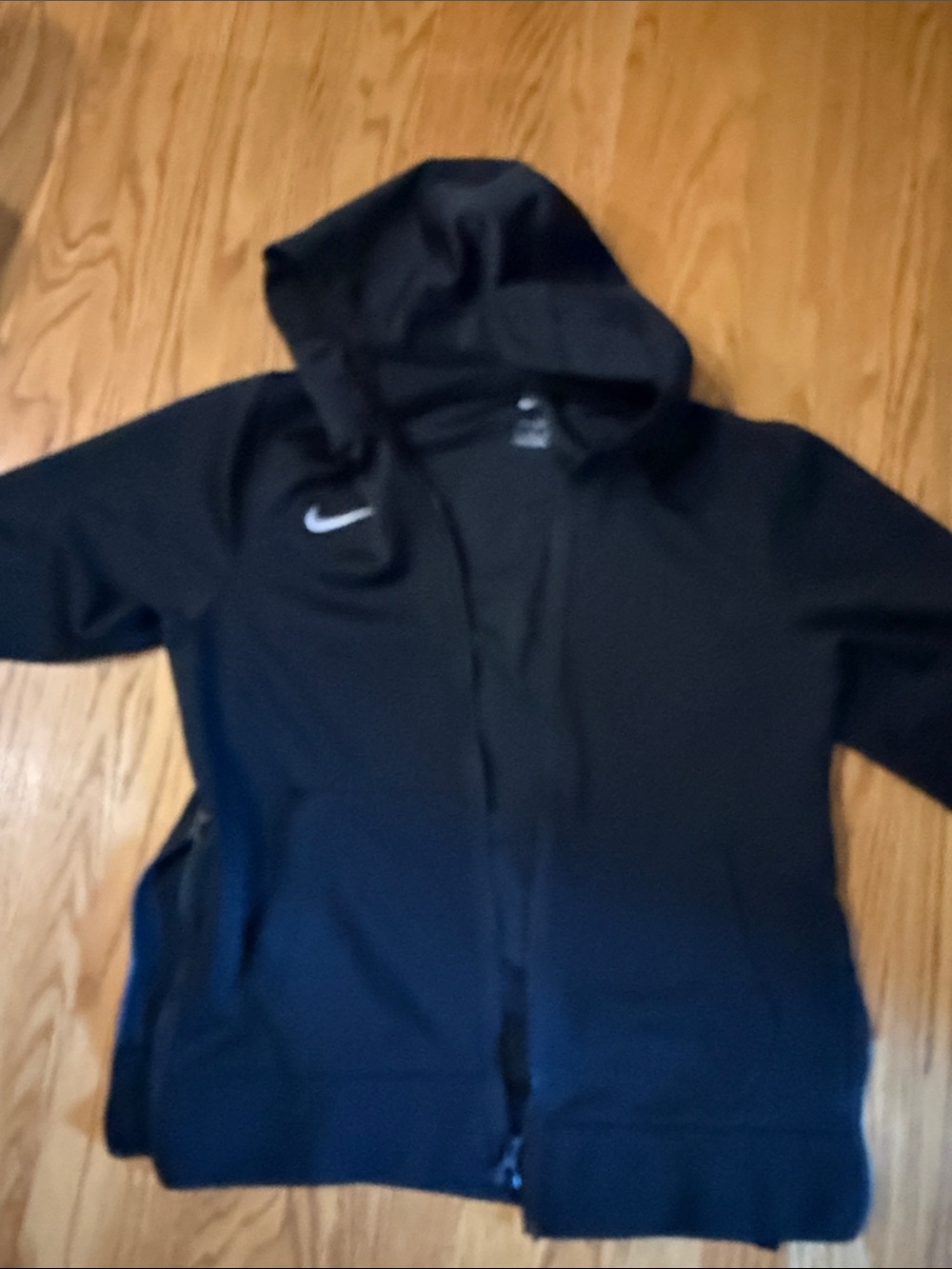 Nike Black Hooded Zip-Up Jacket with Swoosh